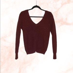 Love by design maroon full back tie up sweater